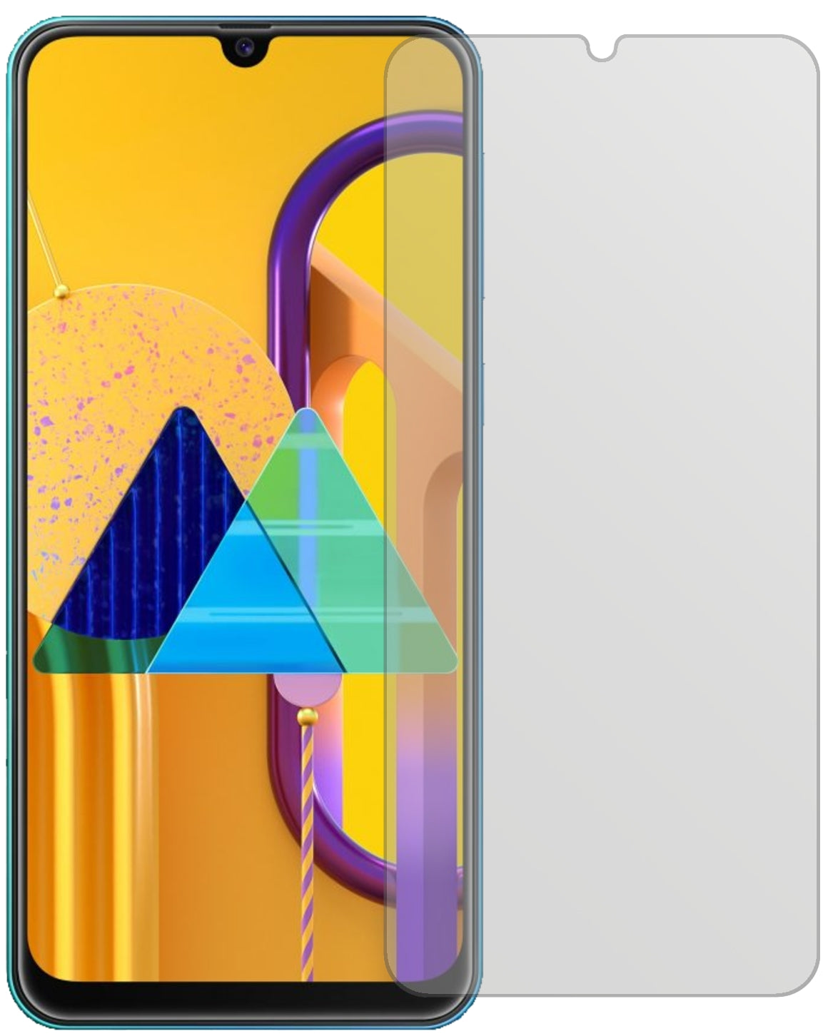 SamsungGalaxy M31 mit aufgebrachter dipos Displayschutzfolie, die lästige Fingerabdrücke minimiert
