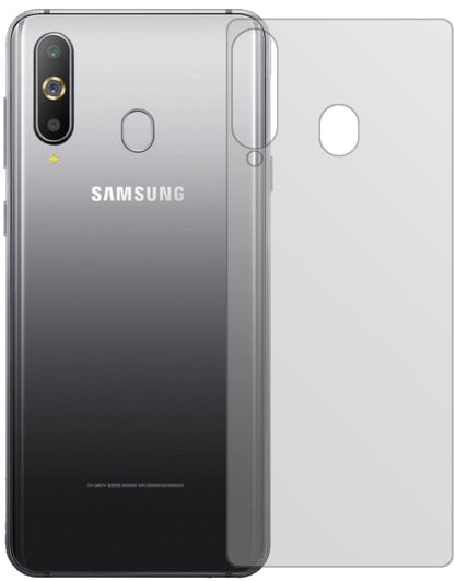 SamsungGalaxy M40 Rückseite mit aufgebrachter dipos Displayschutzfolie, die lästige Fingerabdrücke minimiert