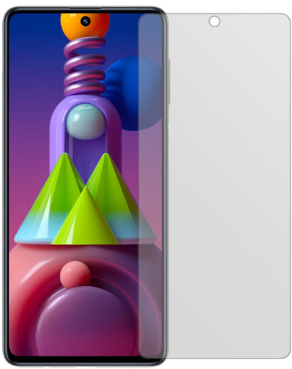SamsungGalaxy M51 mit aufgebrachter dipos Displayschutzfolie, die lästige Fingerabdrücke minimiert