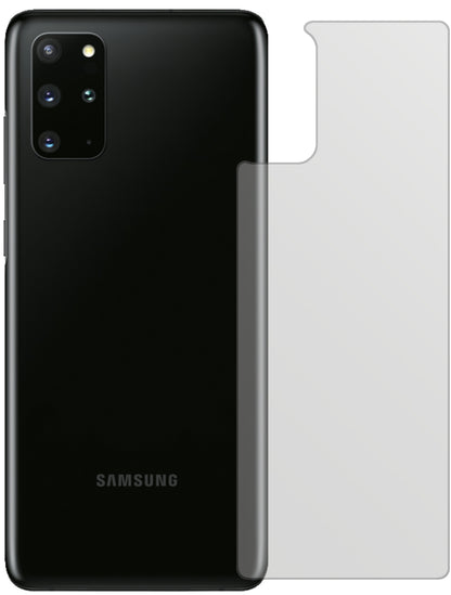SamsungGalaxy S20 Plus 5G Rückseite mit aufgebrachter dipos Displayschutzfolie, die lästige Fingerabdrücke minimiert