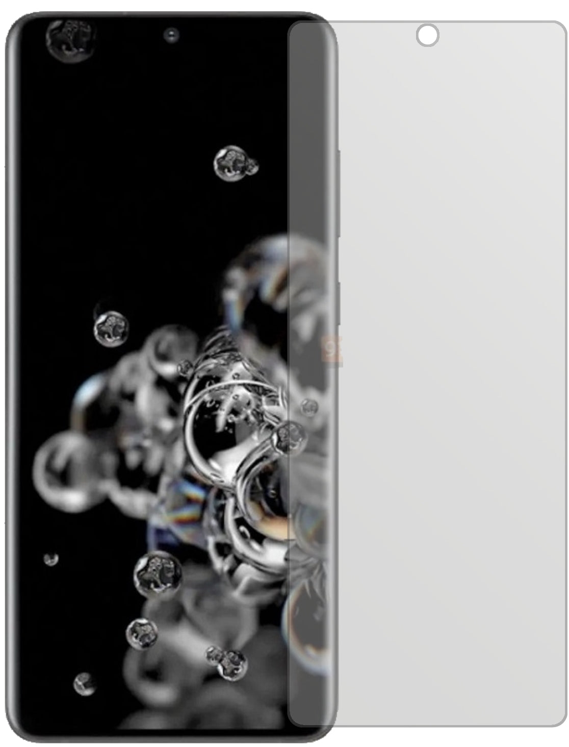 SamsungGalaxy S20 Ultra mit aufgebrachter dipos Displayschutzfolie, die lästige Fingerabdrücke minimiert