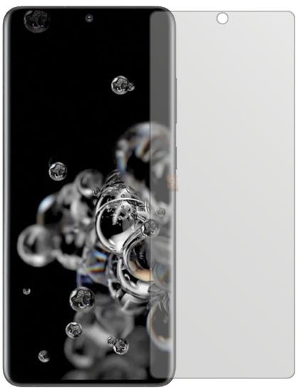 SamsungGalaxy S20 Ultra mit aufgebrachter dipos Displayschutzfolie, die lästige Fingerabdrücke minimiert
