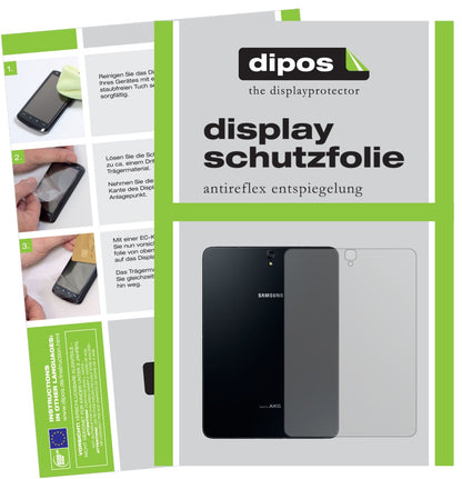 SamsungGalaxy Tab S4 Rückseite mit aufgebrachter dipos Displayschutzfolie, die lästige Fingerabdrücke minimiert