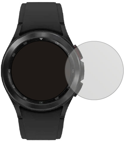SamsungGalaxy Watch 4 Classic (42 mm) mit aufgebrachter dipos Displayschutzfolie, die lästige Fingerabdrücke minimiert