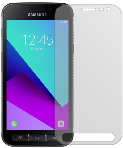 SamsungGalaxy Xcover 4 mit aufgebrachter dipos Displayschutzfolie, die lästige Fingerabdrücke minimiert