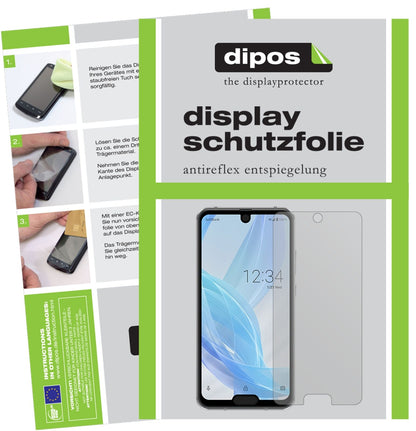 SharpAquos R2 Compact mit aufgebrachter dipos Displayschutzfolie, die lästige Fingerabdrücke minimiert
