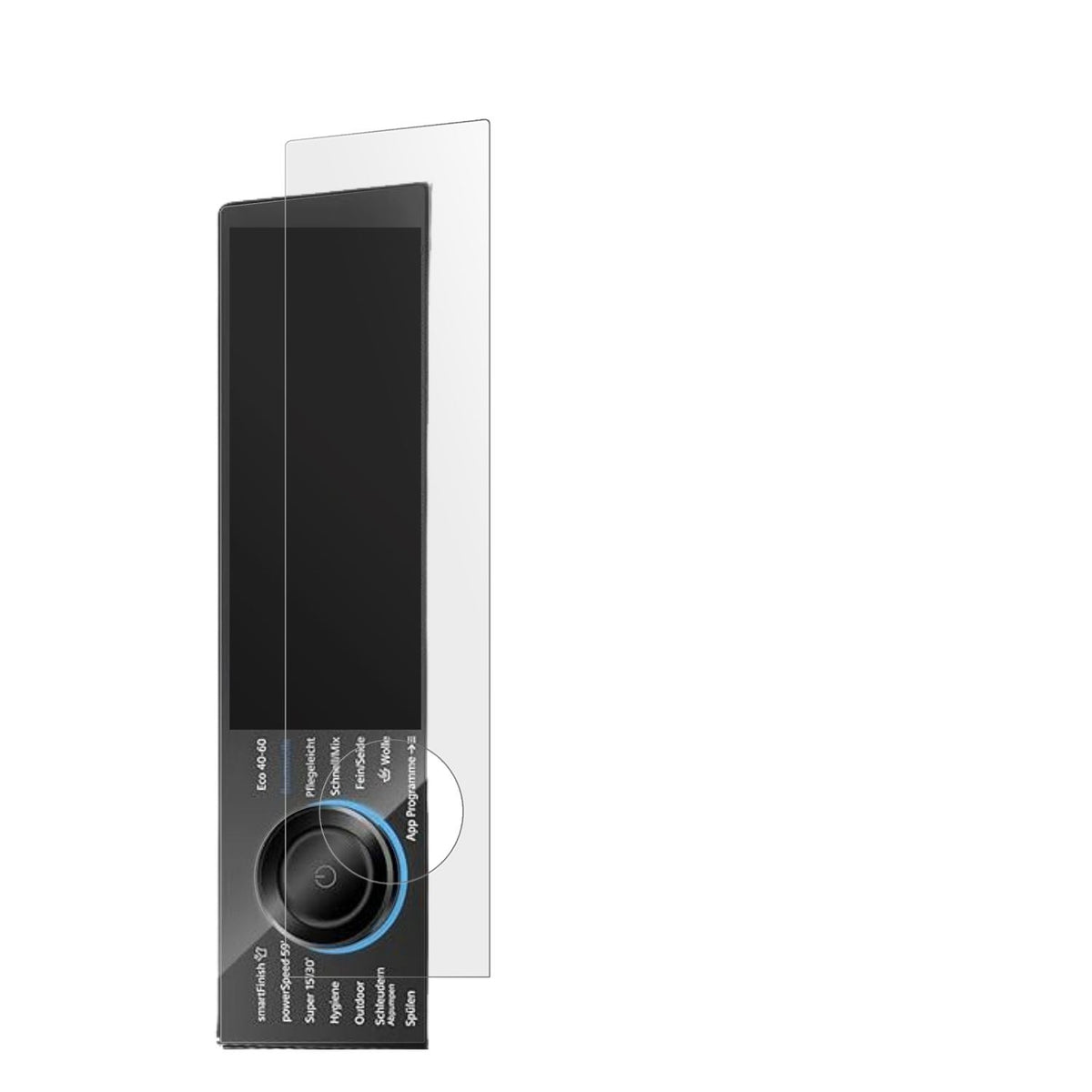 SiemensWG56B2041 IQ700 mit aufgebrachter dipos Displayschutzfolie, die lästige Fingerabdrücke minimiert