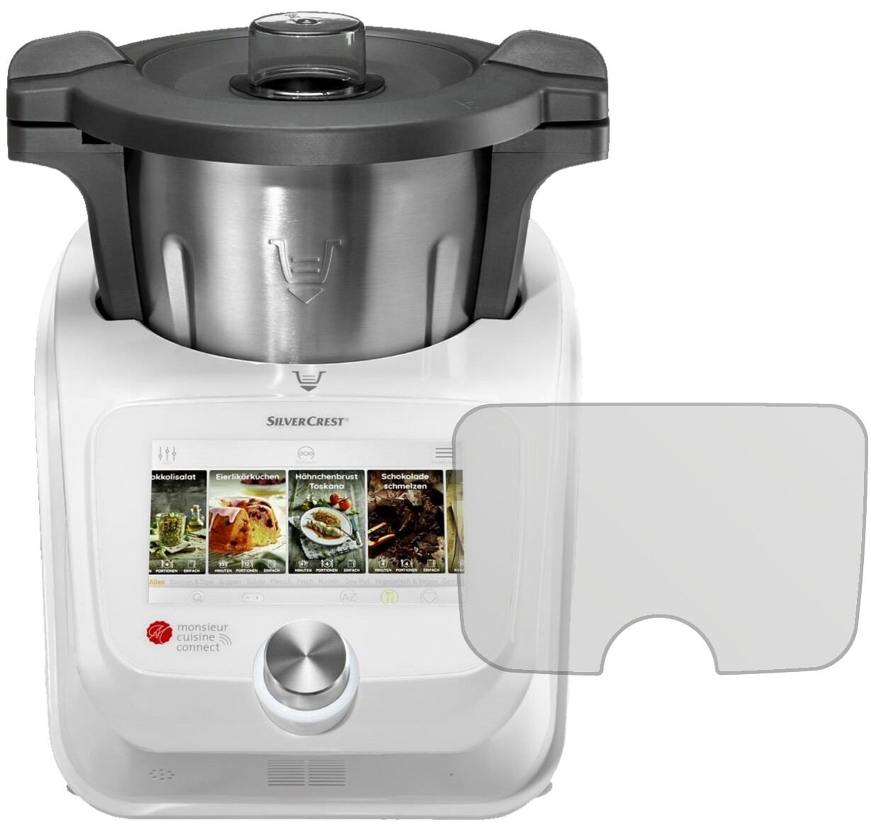SilverCrestMonsieur Cuisine Connect mit aufgebrachter dipos Displayschutzfolie, die lästige Fingerabdrücke minimiert