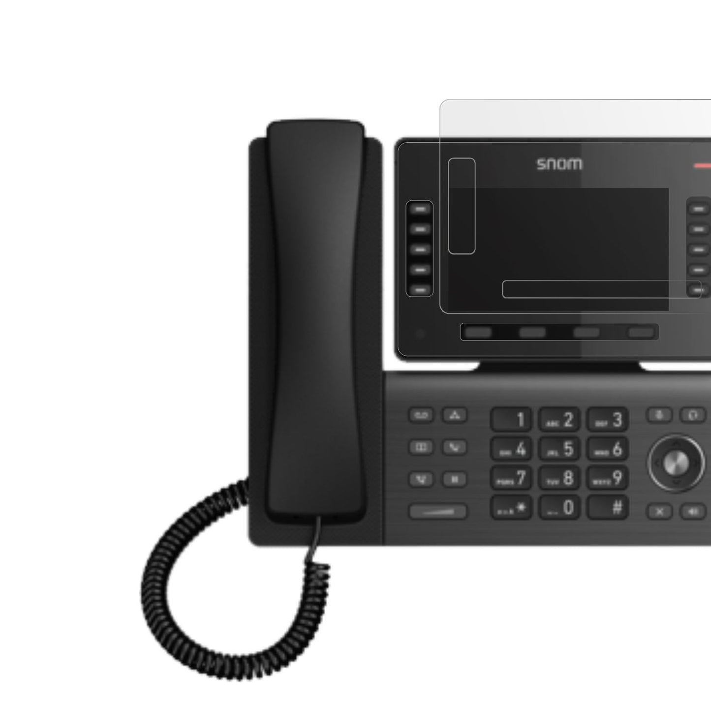 SnomD865 mit aufgebrachter dipos Displayschutzfolie, die lästige Fingerabdrücke minimiert