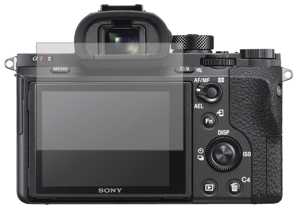 SonyAlpha 7 III mit aufgebrachter dipos Displayschutzfolie, die lästige Fingerabdrücke minimiert