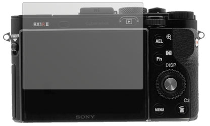 SonyCyber-Shot DSC-RX100 II mit aufgebrachter dipos Displayschutzfolie, die lästige Fingerabdrücke minimiert