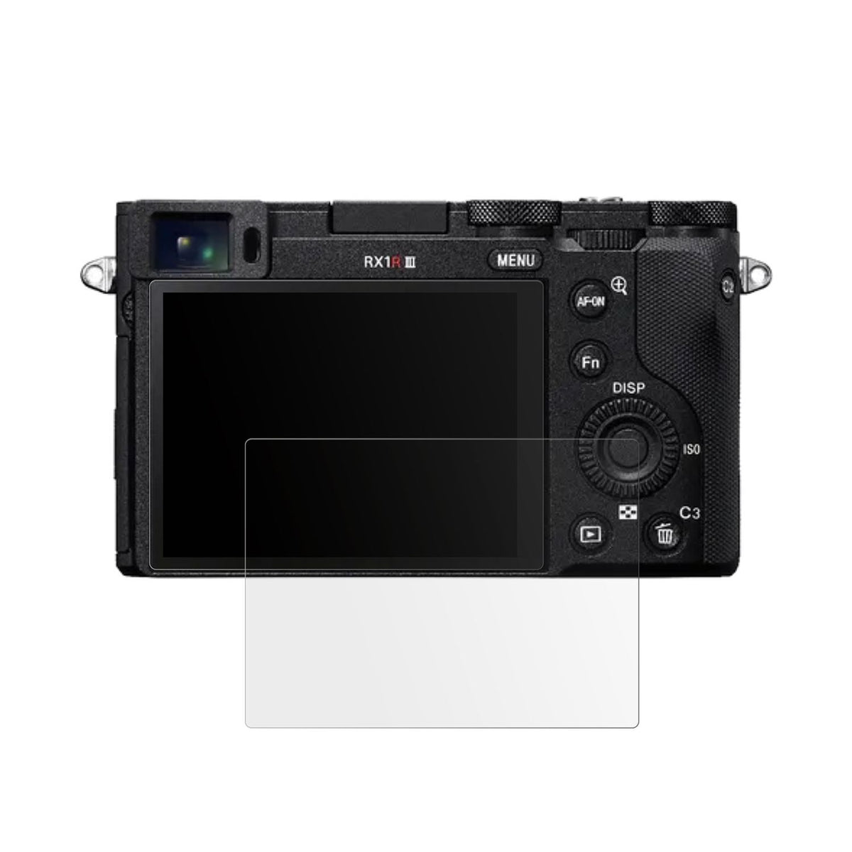 SonyDSC-RX1R III mit aufgebrachter dipos Displayschutzfolie, die lästige Fingerabdrücke minimiert