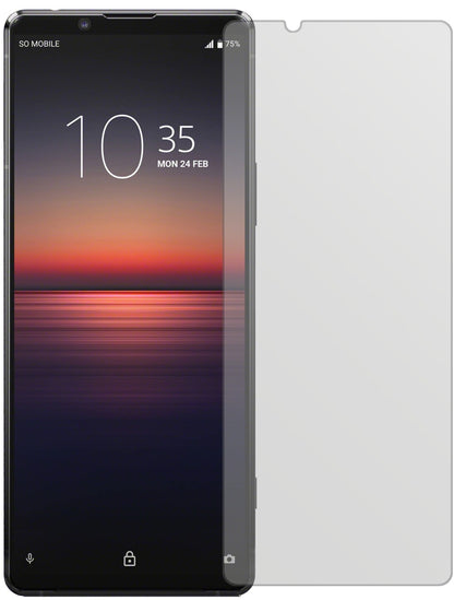 SonyXperia 1 II mit aufgebrachter dipos Displayschutzfolie, die lästige Fingerabdrücke minimiert