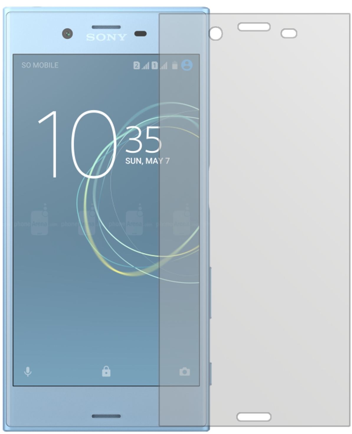 SonyXperia XZs mit aufgebrachter dipos Displayschutzfolie, die lästige Fingerabdrücke minimiert