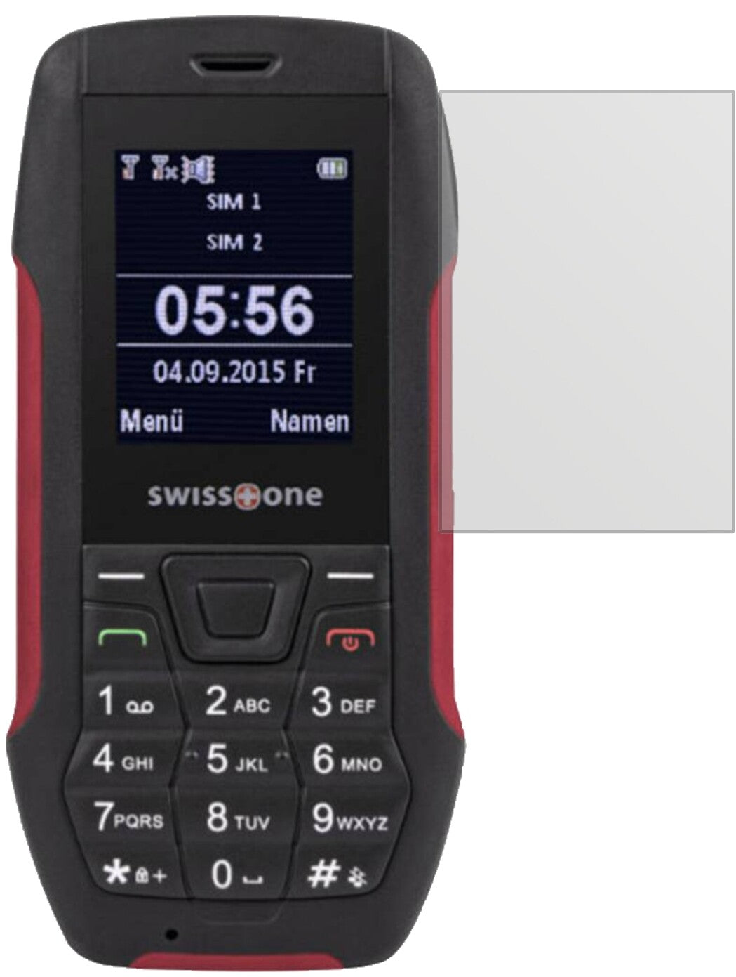 SwisstoneSX 567 mit aufgebrachter dipos Displayschutzfolie, die lästige Fingerabdrücke minimiert
