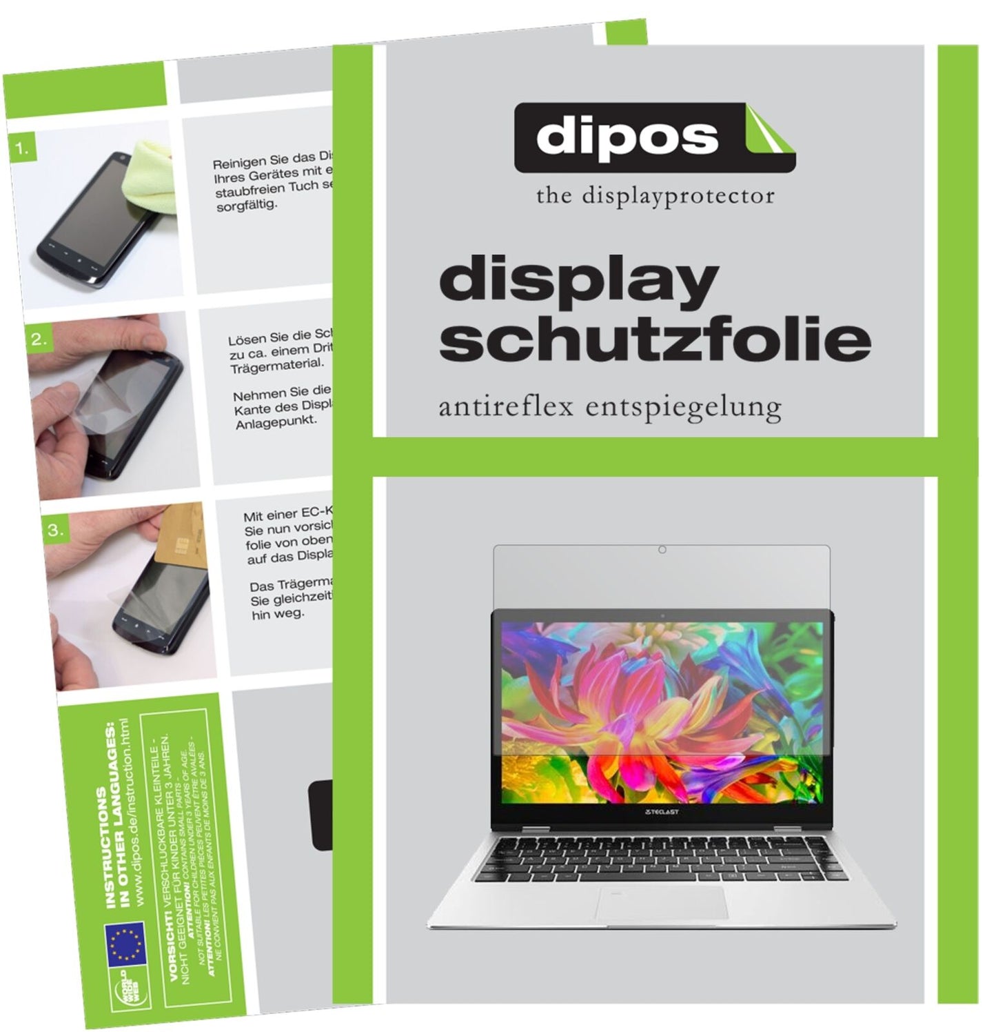 TeclastF6 Pro mit aufgebrachter dipos Displayschutzfolie, die lästige Fingerabdrücke minimiert