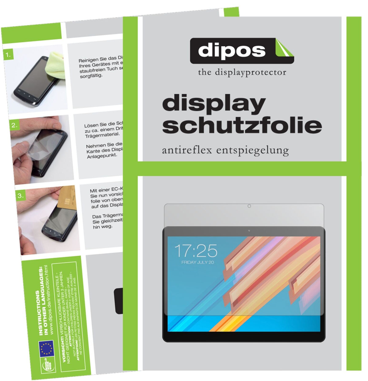 TeclastM20 mit aufgebrachter dipos Displayschutzfolie, die lästige Fingerabdrücke minimiert