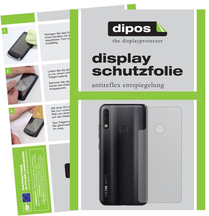 TecnoCamon 11 Pro Rückseite mit aufgebrachter dipos Displayschutzfolie, die lästige Fingerabdrücke minimiert