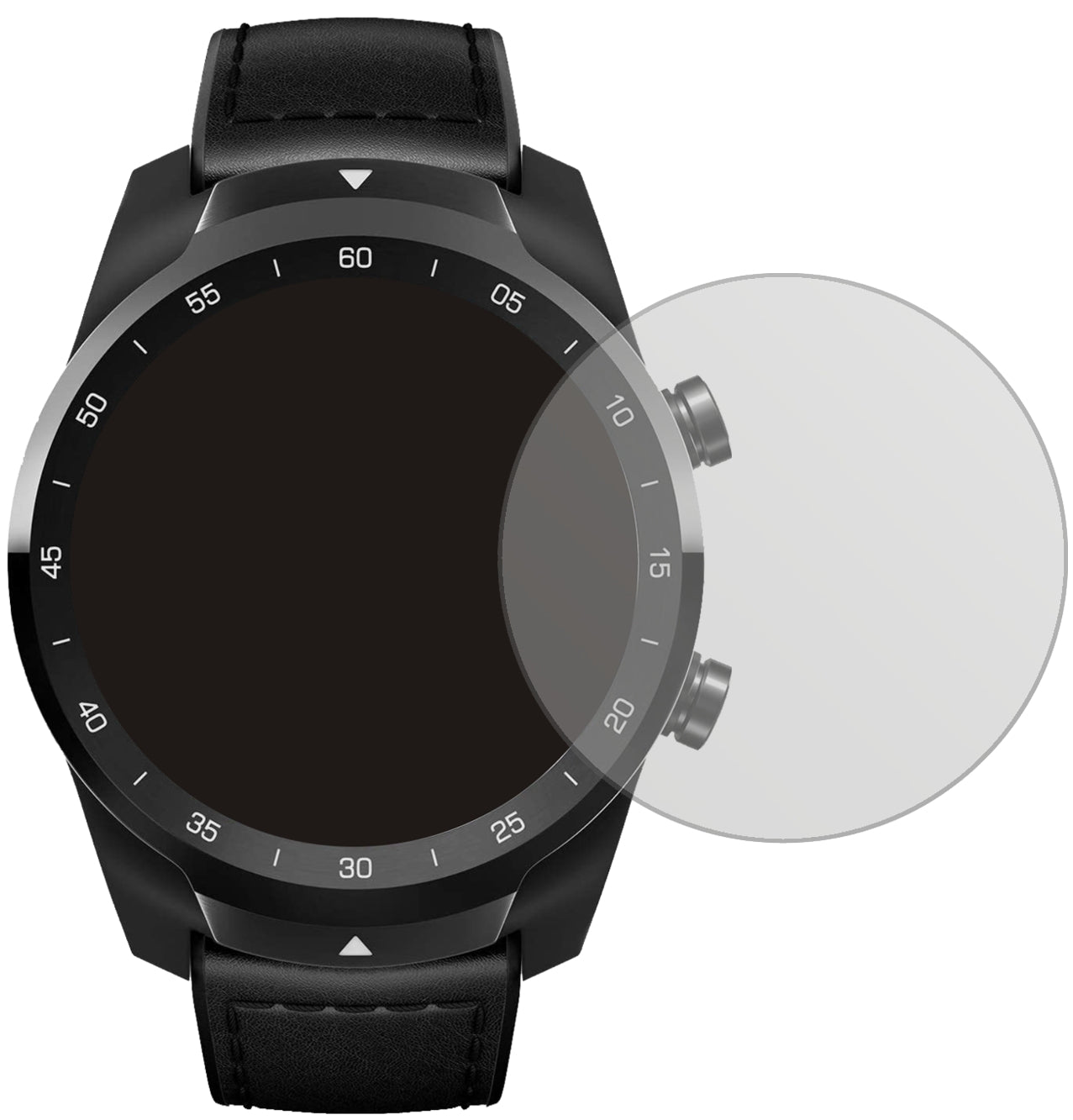 TicWatchPro S mit aufgebrachter dipos Displayschutzfolie, die lästige Fingerabdrücke minimiert