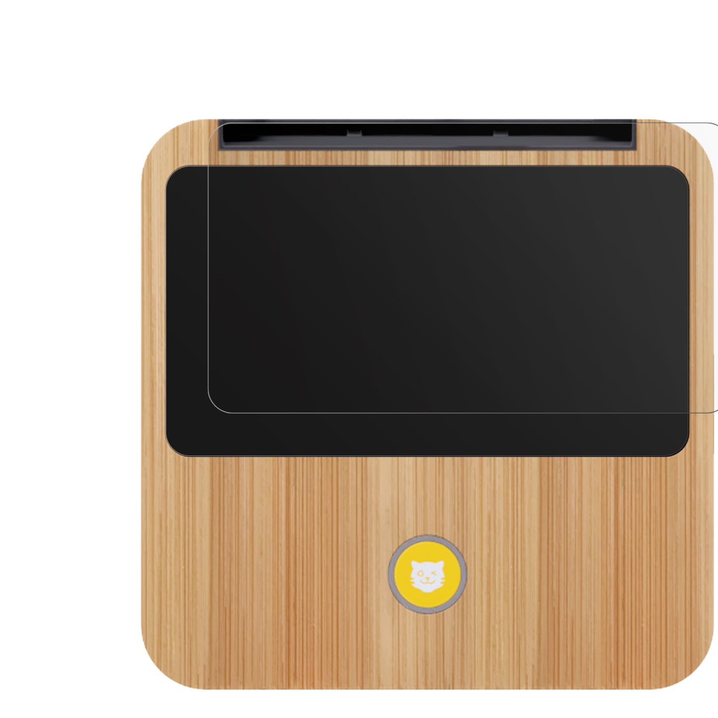 TigerboxTouch / Touch Plus mit aufgebrachter dipos Displayschutzfolie, die lästige Fingerabdrücke minimiert