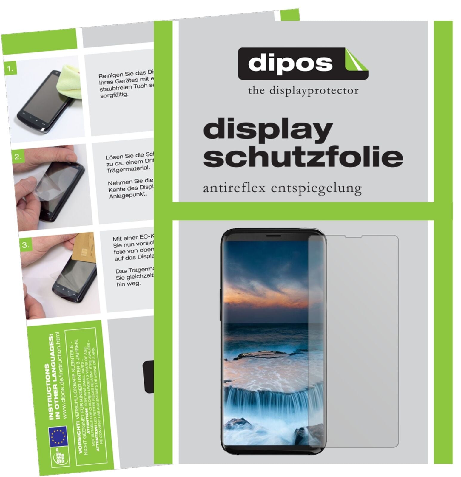 Uhansi8 Pro mit aufgebrachter dipos Displayschutzfolie, die lästige Fingerabdrücke minimiert