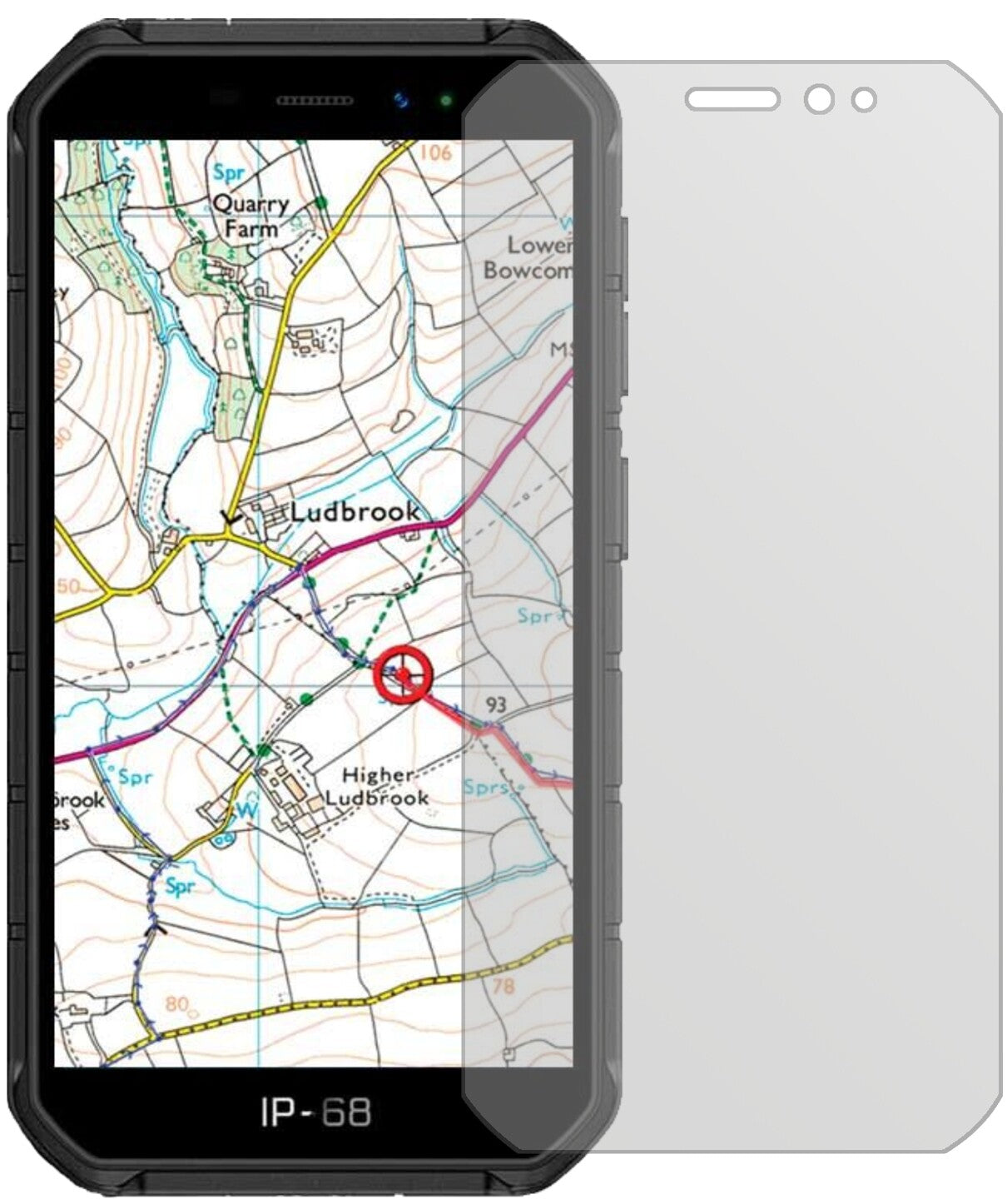UlefoneArmor X7 mit aufgebrachter dipos Displayschutzfolie, die lästige Fingerabdrücke minimiert