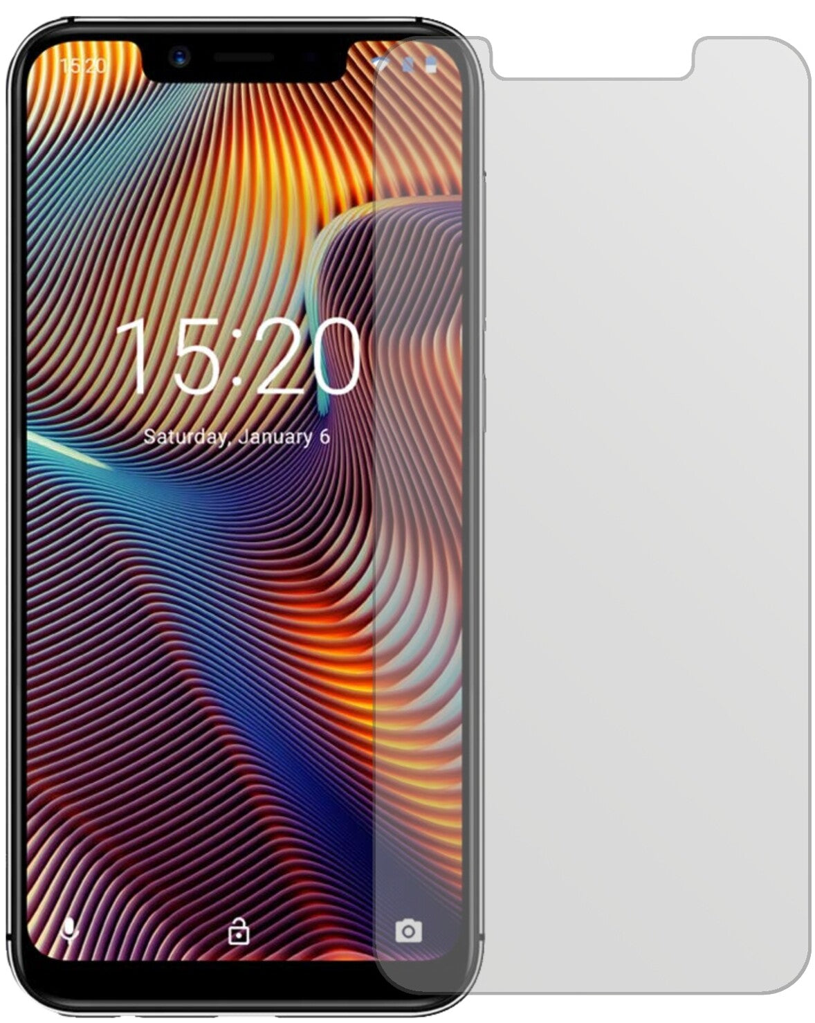 UmidigiA3 Pro (2018) mit aufgebrachter dipos Displayschutzfolie, die lästige Fingerabdrücke minimiert