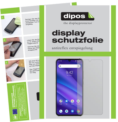 UmidigiA5 Pro mit aufgebrachter dipos Displayschutzfolie, die lästige Fingerabdrücke minimiert