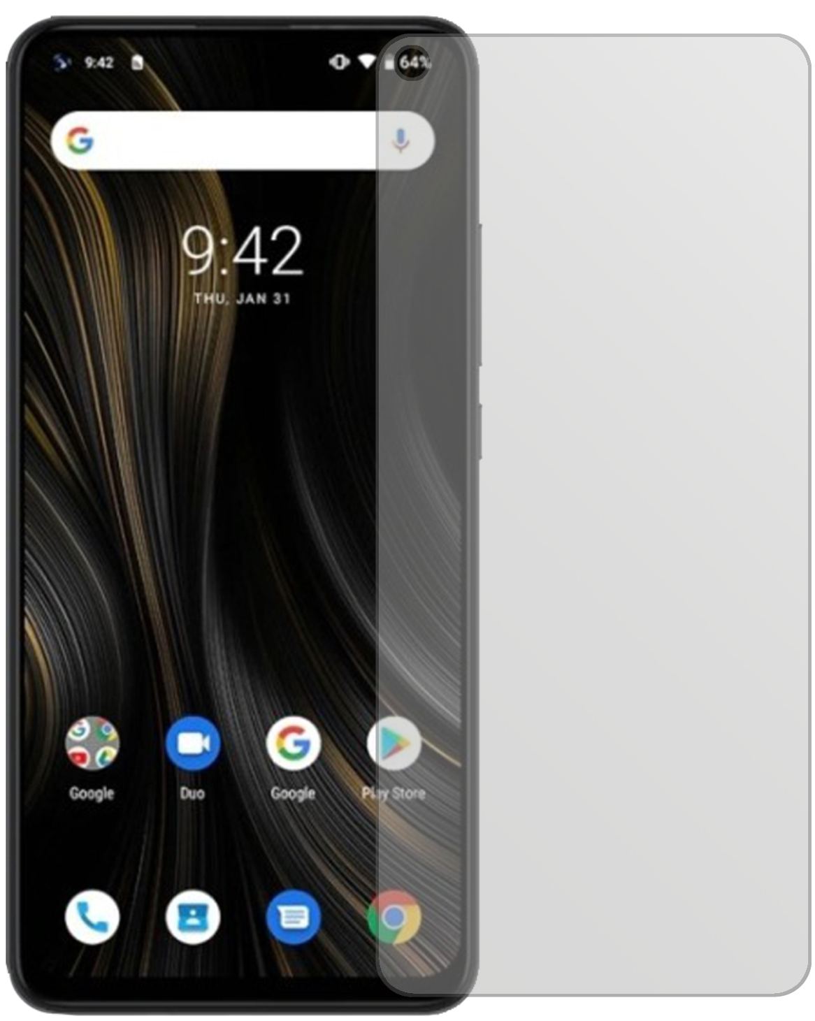 UmidigiPower 3 mit aufgebrachter dipos Displayschutzfolie, die lästige Fingerabdrücke minimiert