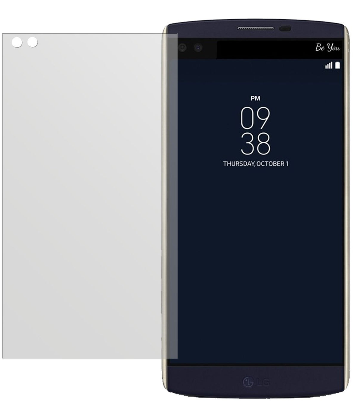 V10LG mit aufgebrachter dipos Displayschutzfolie, die lästige Fingerabdrücke minimiert
