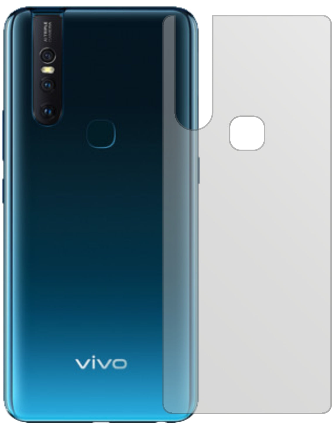VivoS1 Pro Rückseite mit aufgebrachter dipos Displayschutzfolie, die lästige Fingerabdrücke minimiert