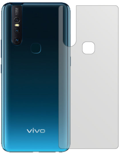 VivoV15 Rückseite mit aufgebrachter dipos Displayschutzfolie, die lästige Fingerabdrücke minimiert