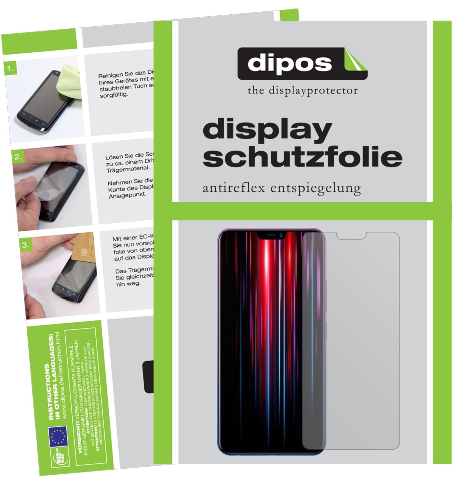VivoZ1 Lite mit aufgebrachter dipos Displayschutzfolie, die lästige Fingerabdrücke minimiert