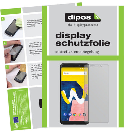 WikoView Lite mit aufgebrachter dipos Displayschutzfolie, die lästige Fingerabdrücke minimiert