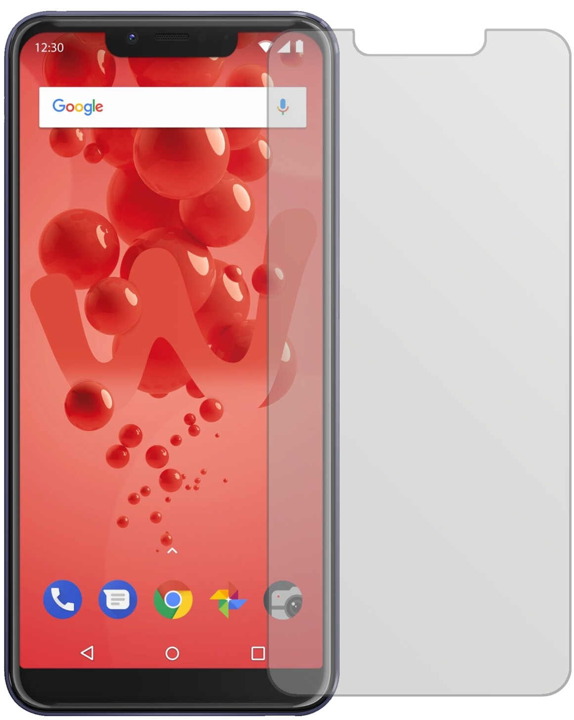 WikoView2 Plus mit aufgebrachter dipos Displayschutzfolie, die lästige Fingerabdrücke minimiert