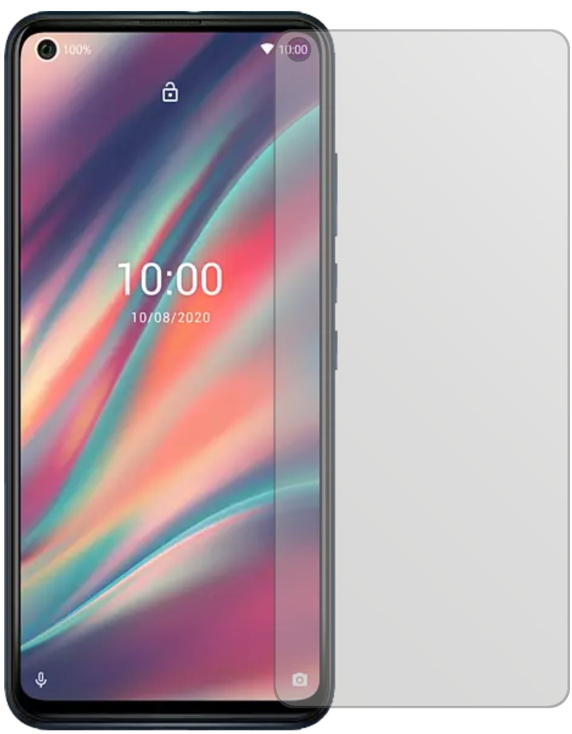 WikoView5 Plus mit aufgebrachter dipos Displayschutzfolie, die lästige Fingerabdrücke minimiert