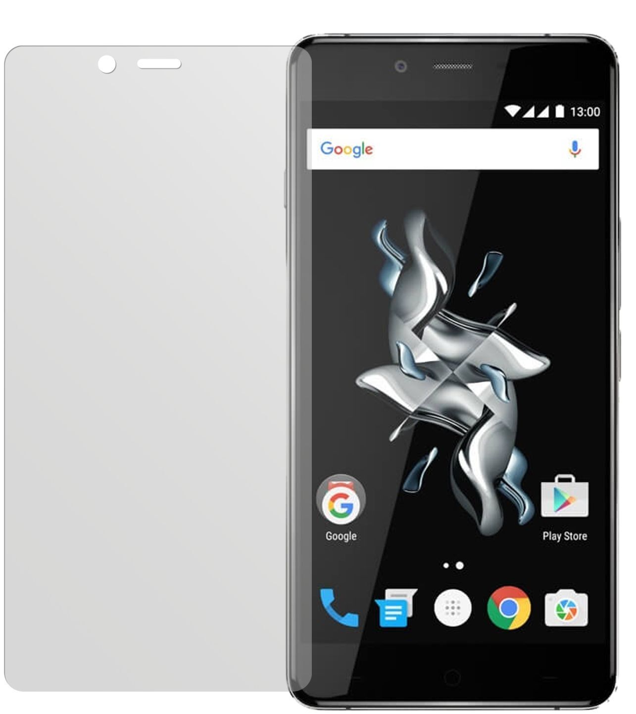 XOnePlus mit aufgebrachter dipos Displayschutzfolie, die lästige Fingerabdrücke minimiert