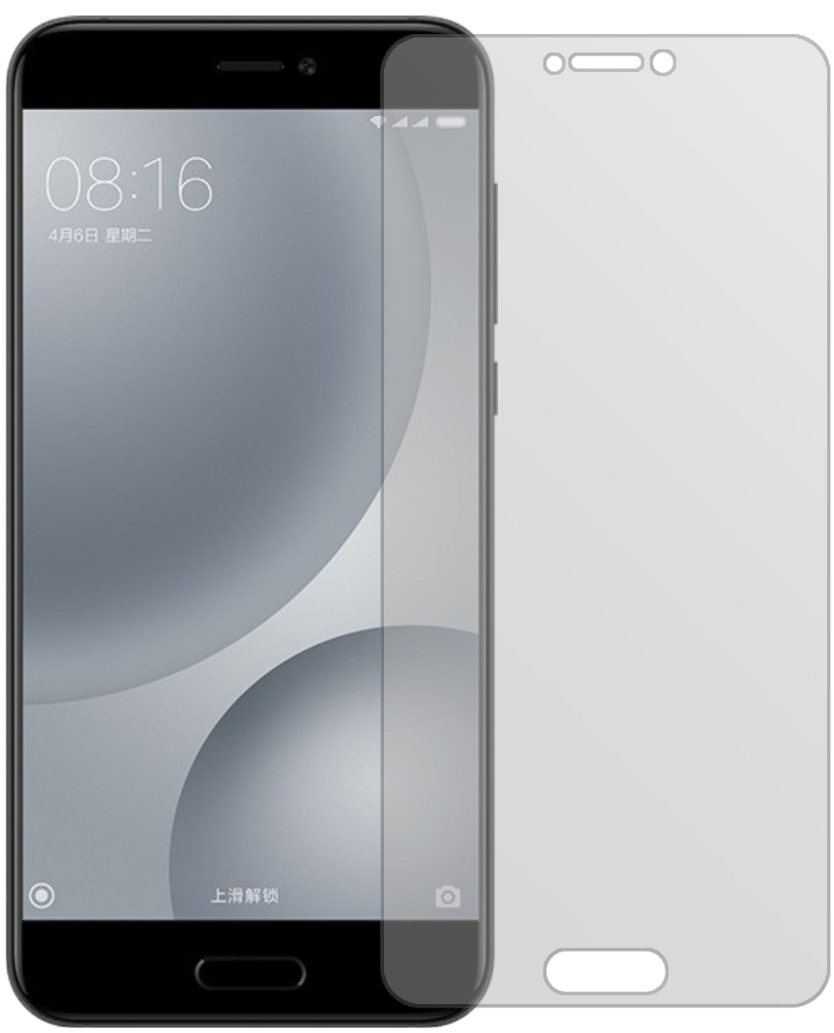 XiaomiMi 5c mit aufgebrachter dipos Displayschutzfolie, die lästige Fingerabdrücke minimiert