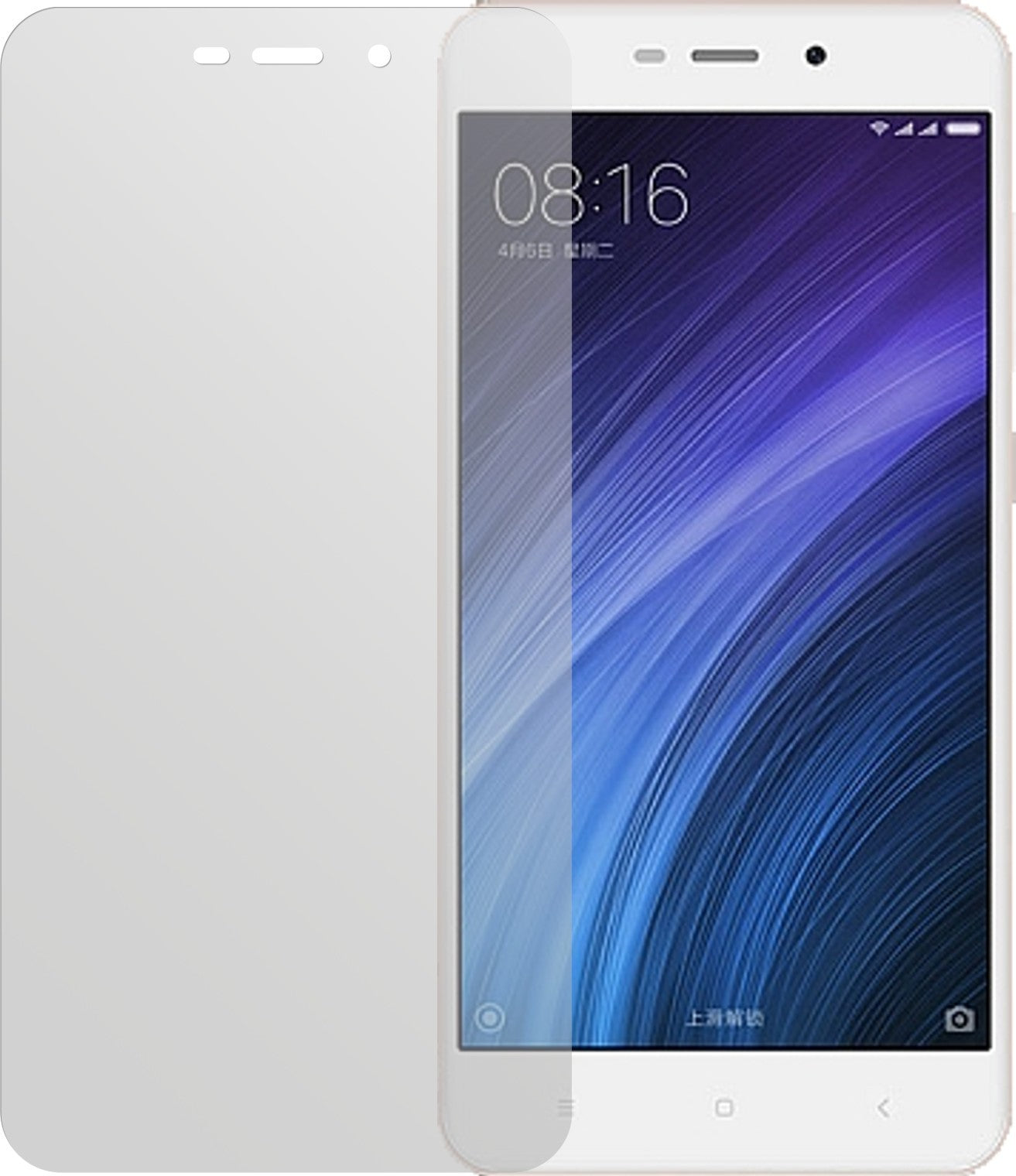 XiaomiRedmi 4A mit aufgebrachter dipos Displayschutzfolie, die lästige Fingerabdrücke minimiert