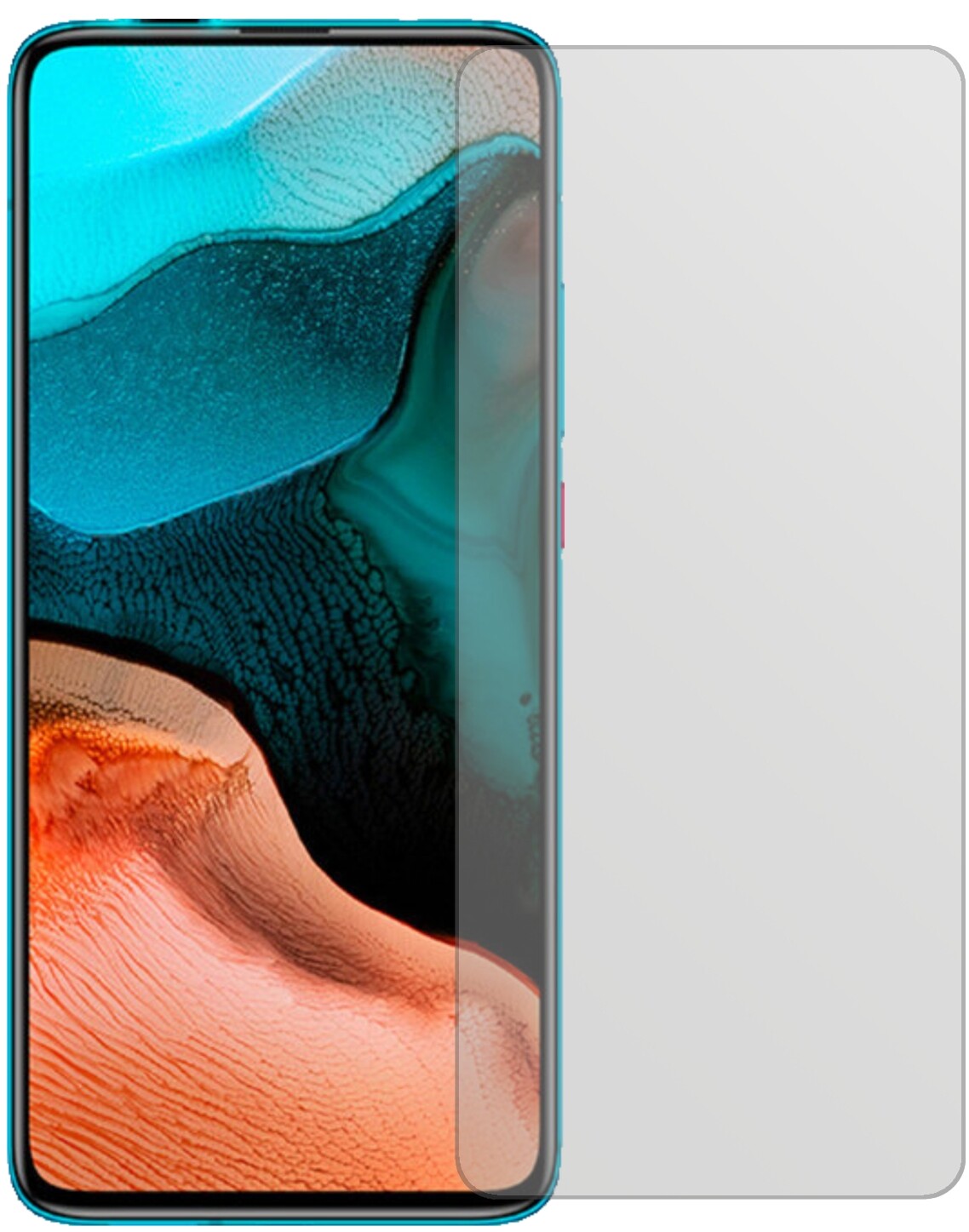 XiaomiRedmi K30 Pro Zoom mit aufgebrachter dipos Displayschutzfolie, die lästige Fingerabdrücke minimiert