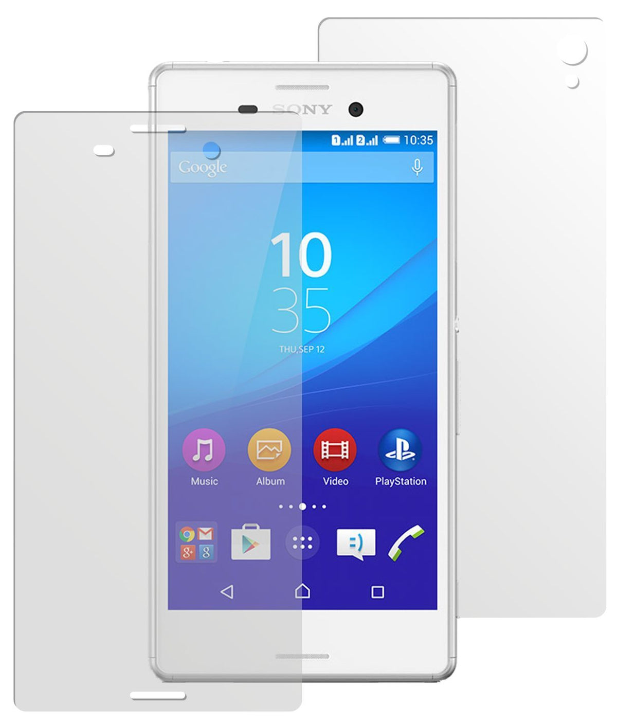 Xperia M4 AquaSony mit aufgebrachter dipos Displayschutzfolie, die lästige Fingerabdrücke minimiert