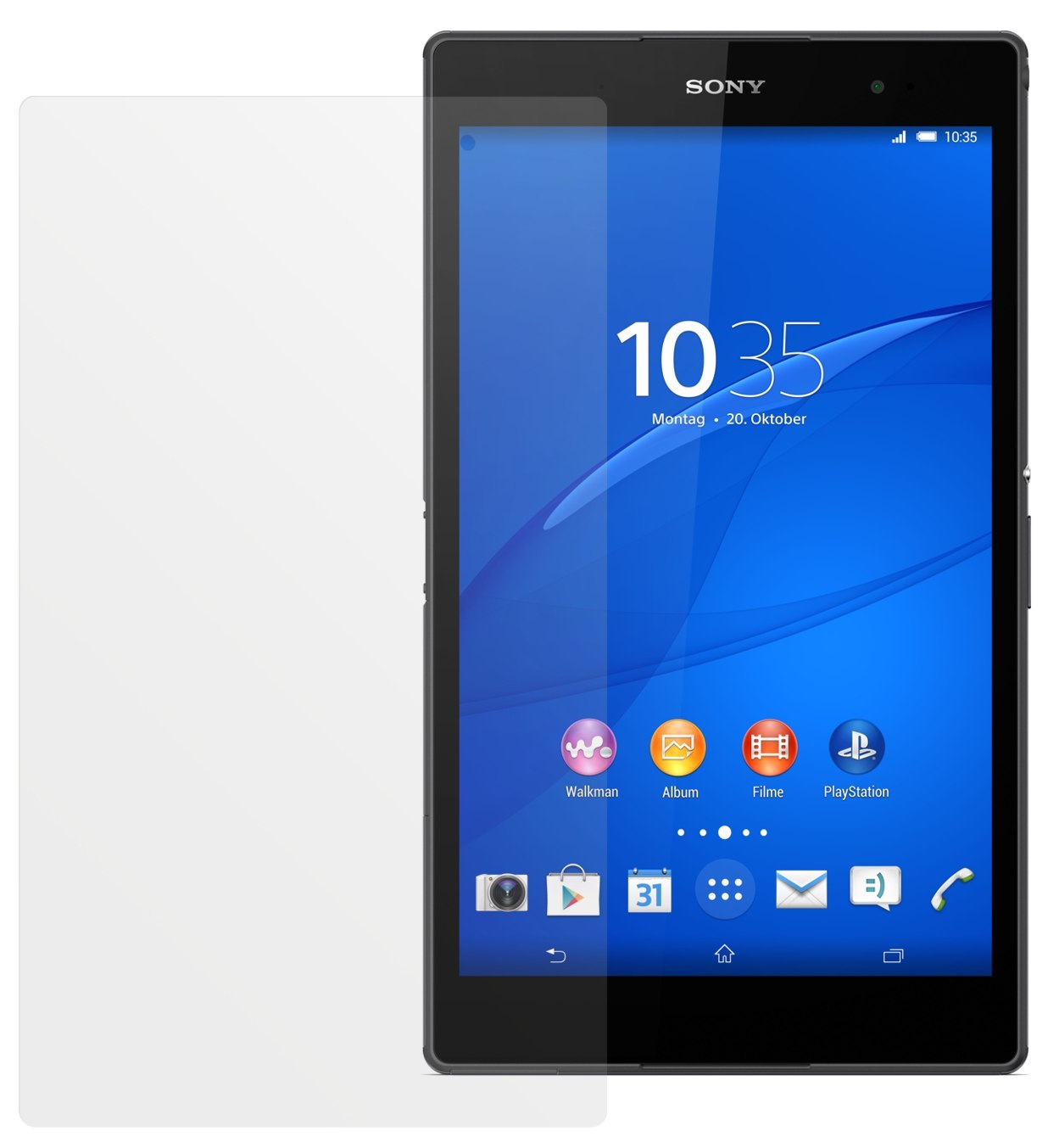 Xperia Z3 Tablet CompactSony mit aufgebrachter dipos Displayschutzfolie, die lästige Fingerabdrücke minimiert