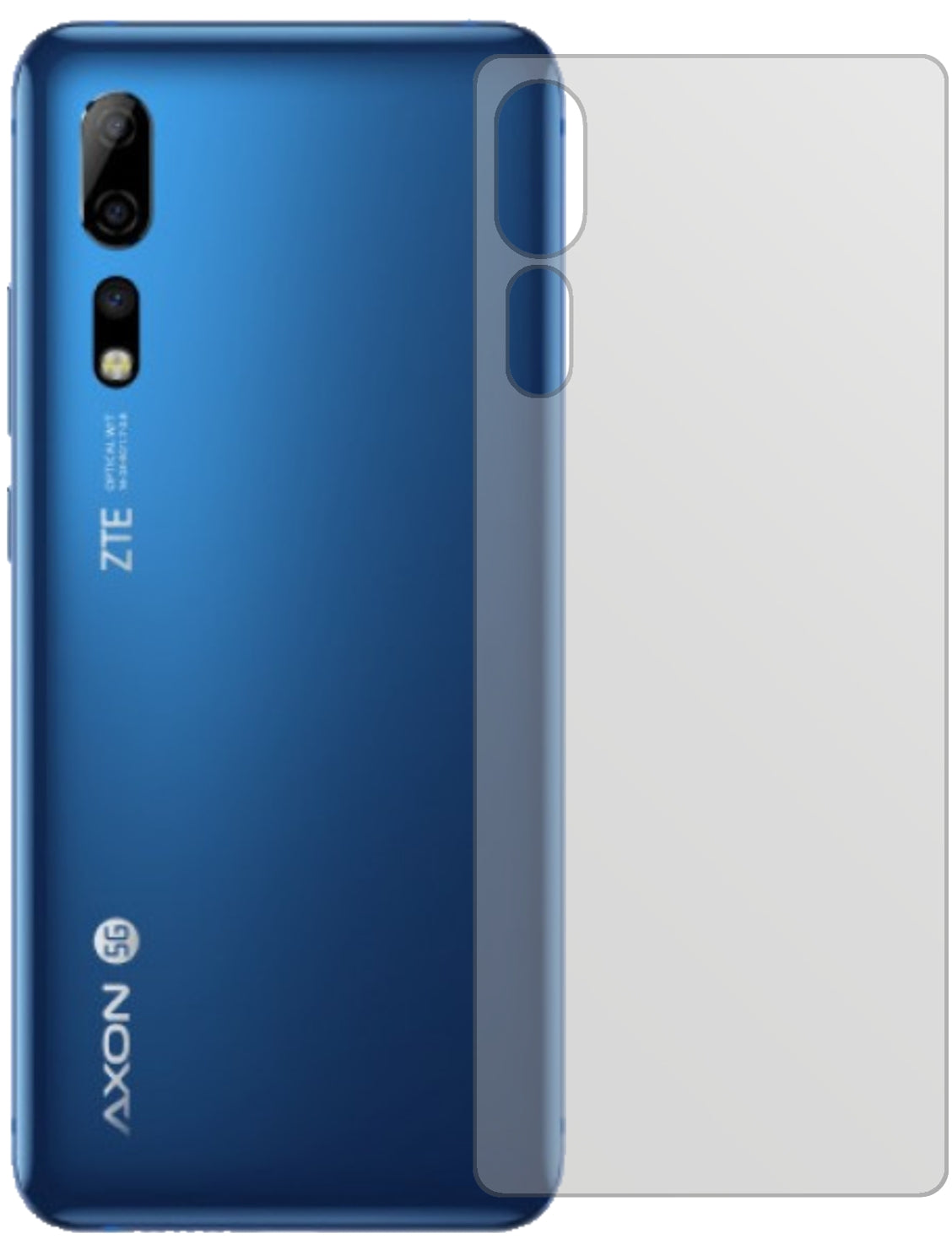 ZTEAxon 10s Pro Rückseite mit aufgebrachter dipos Displayschutzfolie, die lästige Fingerabdrücke minimiert