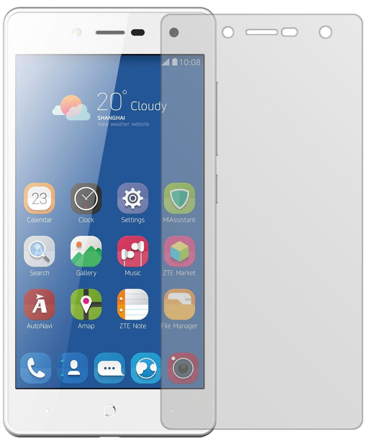 ZTEBlade L7 mit aufgebrachter dipos Displayschutzfolie, die lästige Fingerabdrücke minimiert