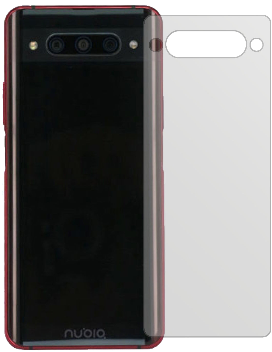 ZTEnubia Z20 Rückseite mit aufgebrachter dipos Displayschutzfolie, die lästige Fingerabdrücke minimiert