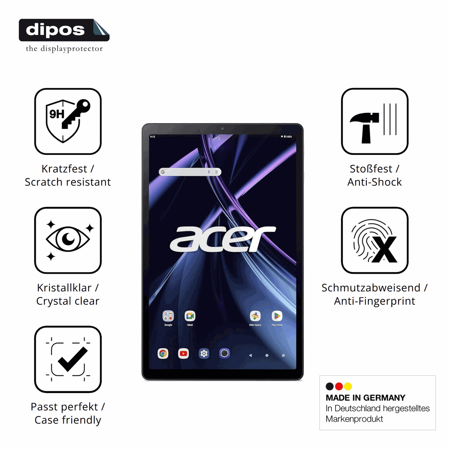 Displayschutz hergestellt in Deutschland, höchste Qualität made in Germany