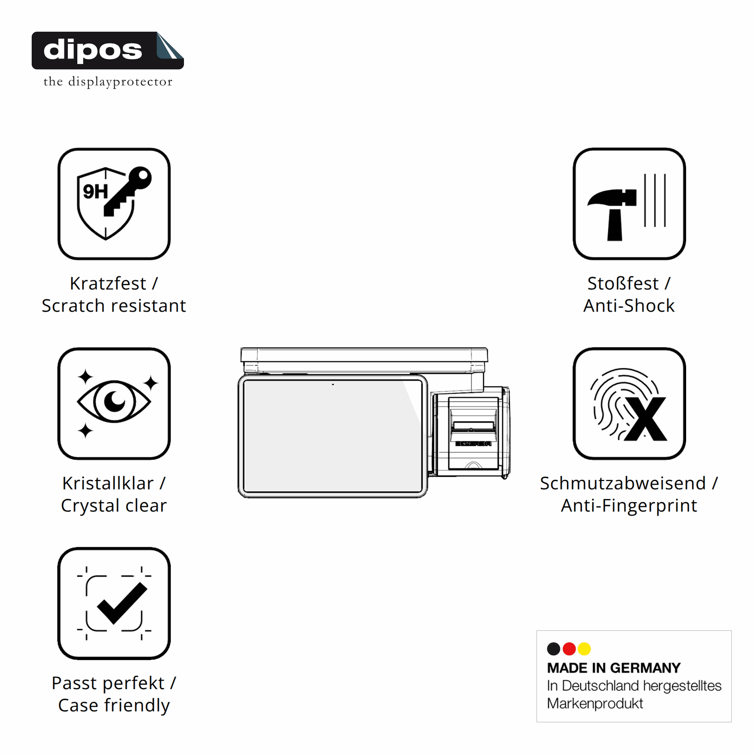 Displayschutz hergestellt in Deutschland, höchste Qualität made in Germany