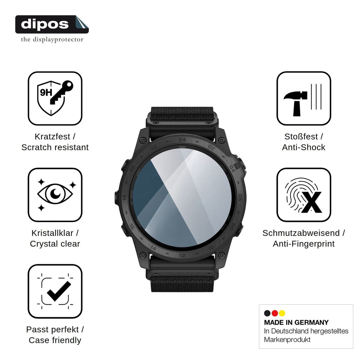 2x Screen Protector for Garmin tactix 7 Pro Ballistics Edition Flexible Glass 9H dipos