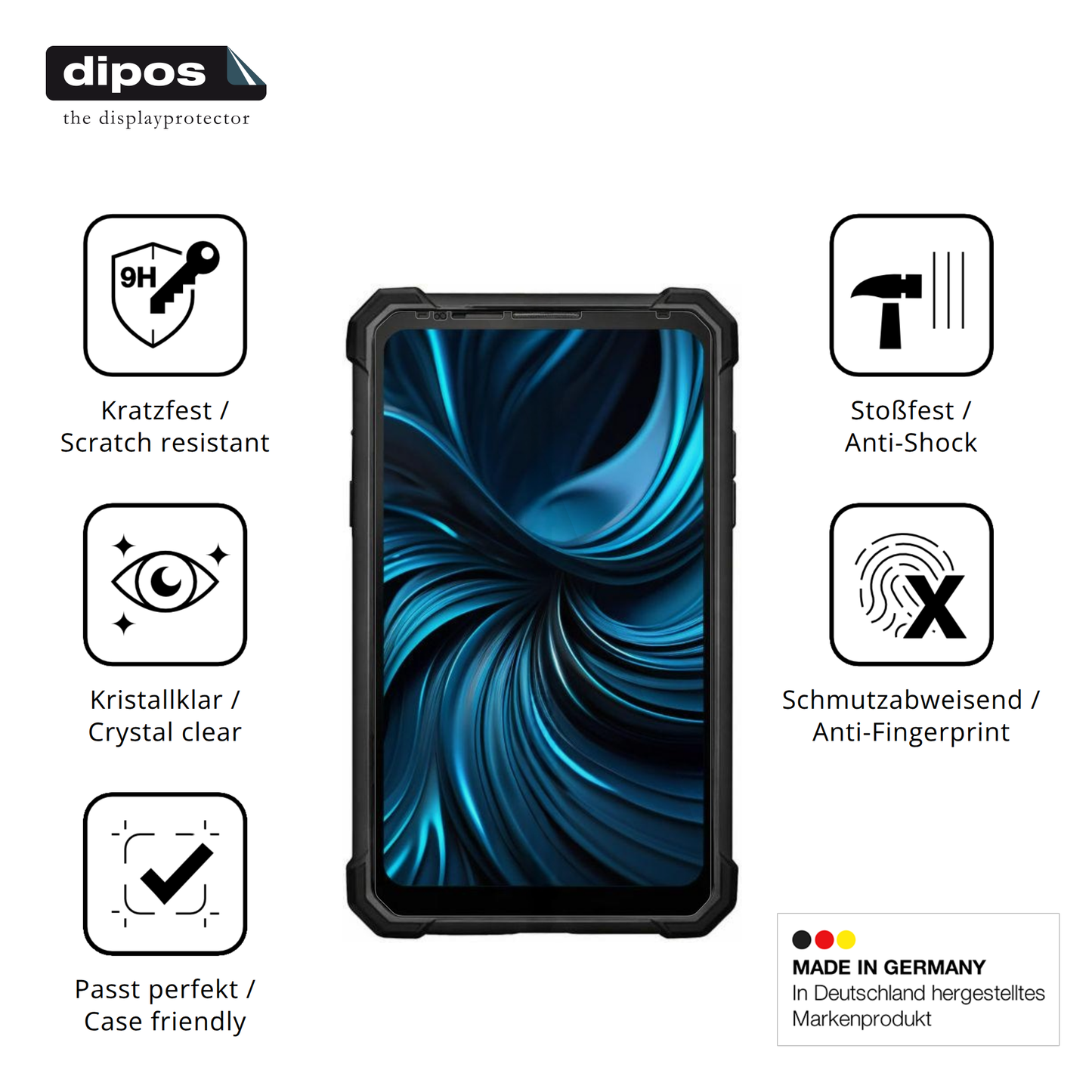 Displayschutz hergestellt in Deutschland, höchste Qualität made in Germany