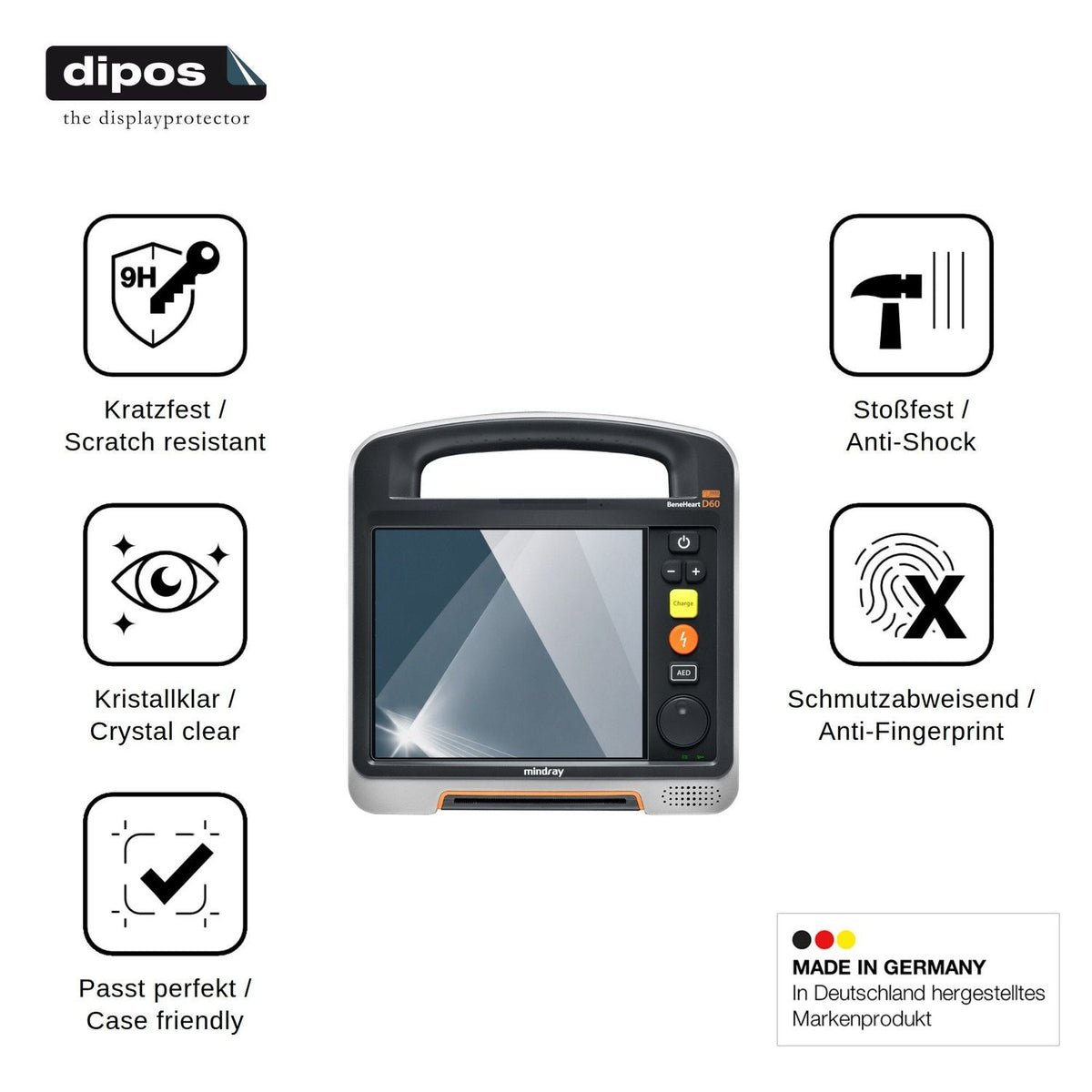 2x Screen Protector for Mindray Beneheart D60 Flexible Glass 9H dipos